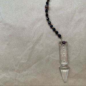 Vintage Crystal Hanging Drop w Bead Wall / Car
